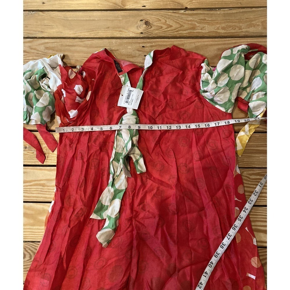NWT Almirah Patterned Flare Sleeve Dress Size Medium Women’s Red - Picture 7 of 8